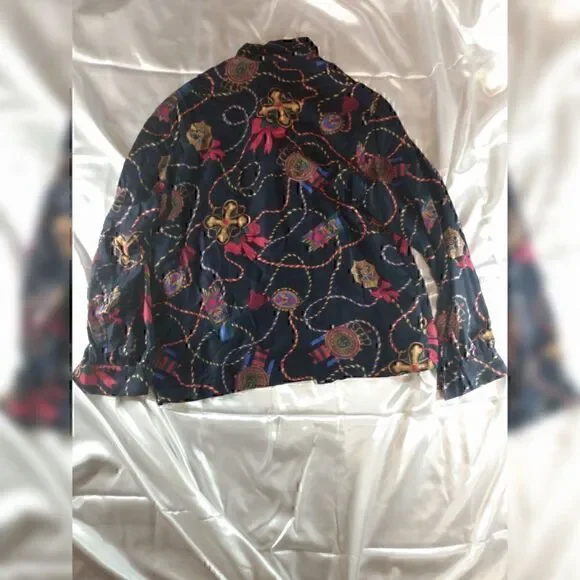 Leslie Fay Bow Tassel Rope Nautical Design Dress Shirt size 14 - Picture 2 of 7